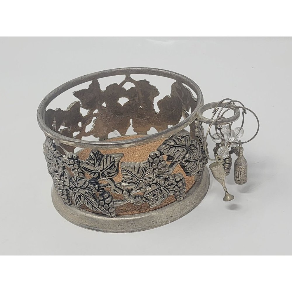 Vintage Grapevine Godinger Silver Plated Wine Bottle Holder/Caddy With Tags